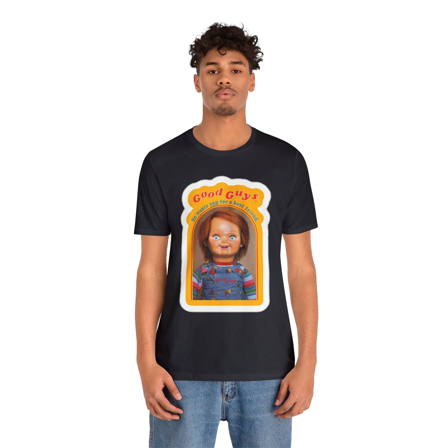 Halloween Chucky's Good Guy Doll Card Short Sleeve T-Shirt - Horror Icon Tee, Classic Movie Graphic Shirt