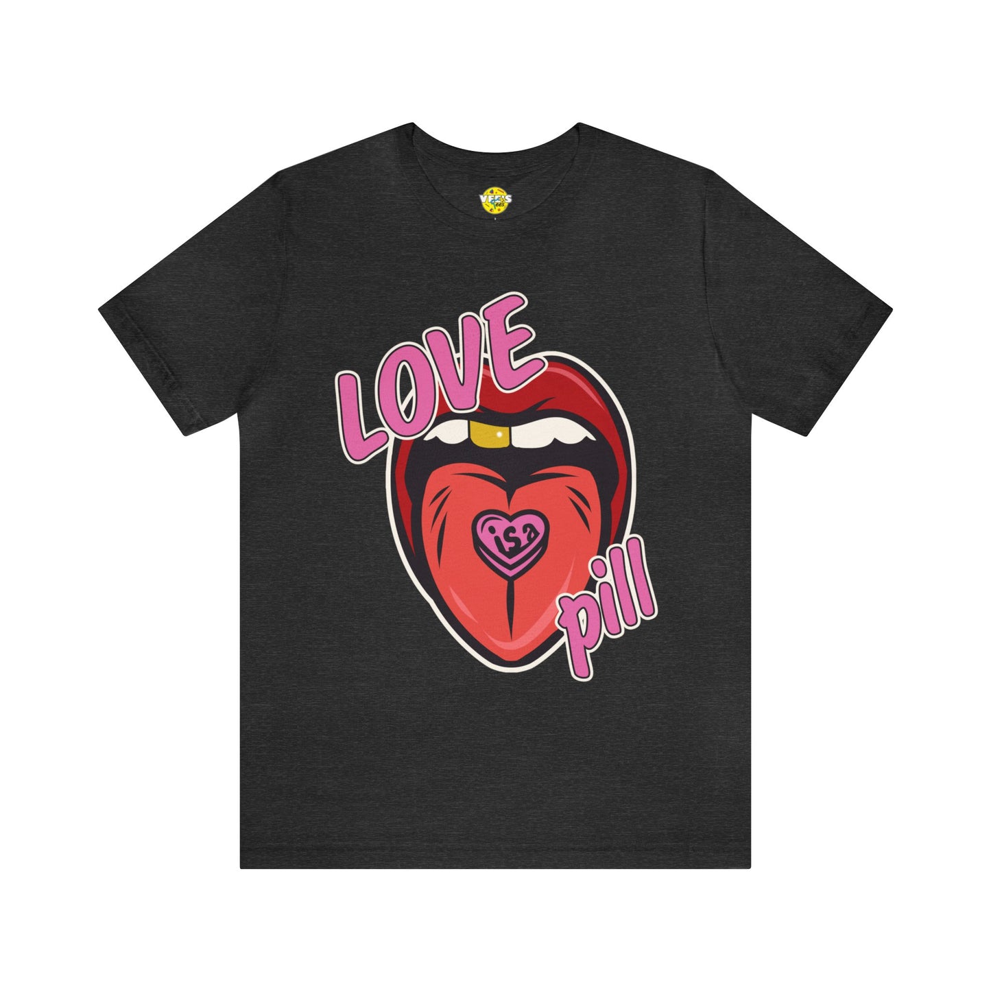 Love is a Pill Anti Valentines Shirt - Pop Art Valentines Day Shirt - Graphic Illustration Valentines tshirt - Tongue Graphic tshirt