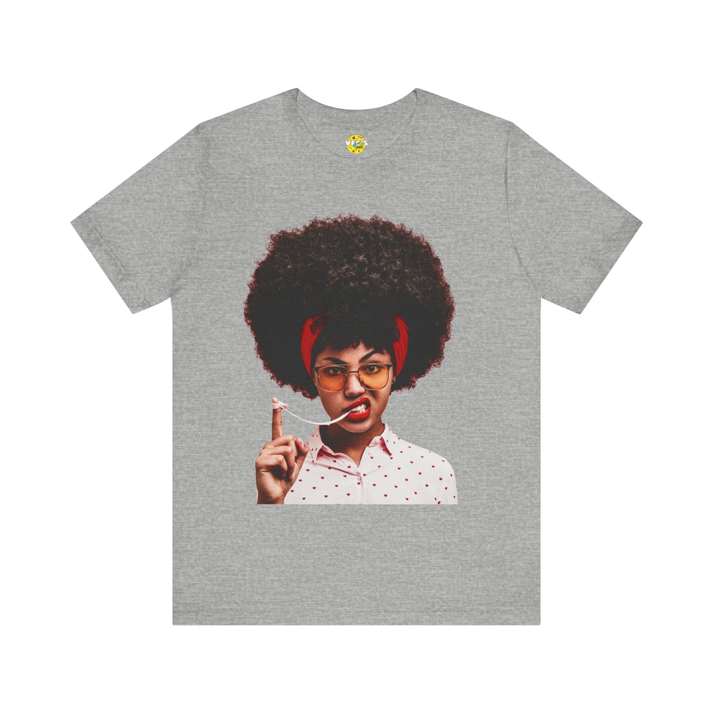 Afro Girl TShirt - Cute Black Woman with Curly Afro Playfully Enjoying Her Gum