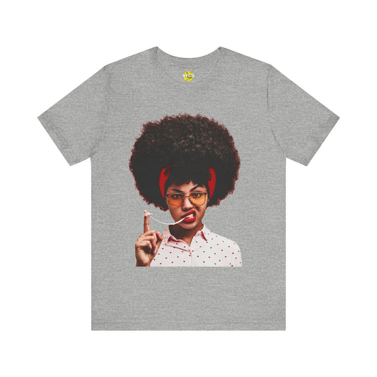 Afro Girl TShirt - Cute Black Woman with Curly Afro Playfully Enjoying Her Gum