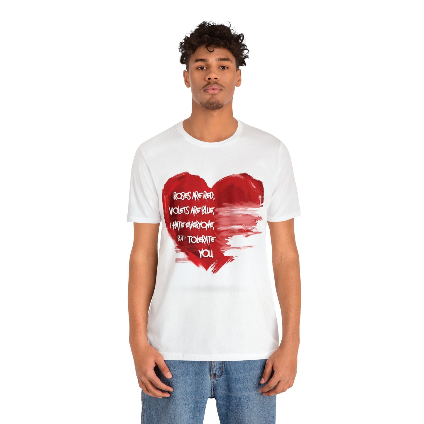 Grunge Heart Poetry Tee - Rebellious Anti-Valentines Day Tshirt - Edgy Unique Graphic Heart Illustration Shirt