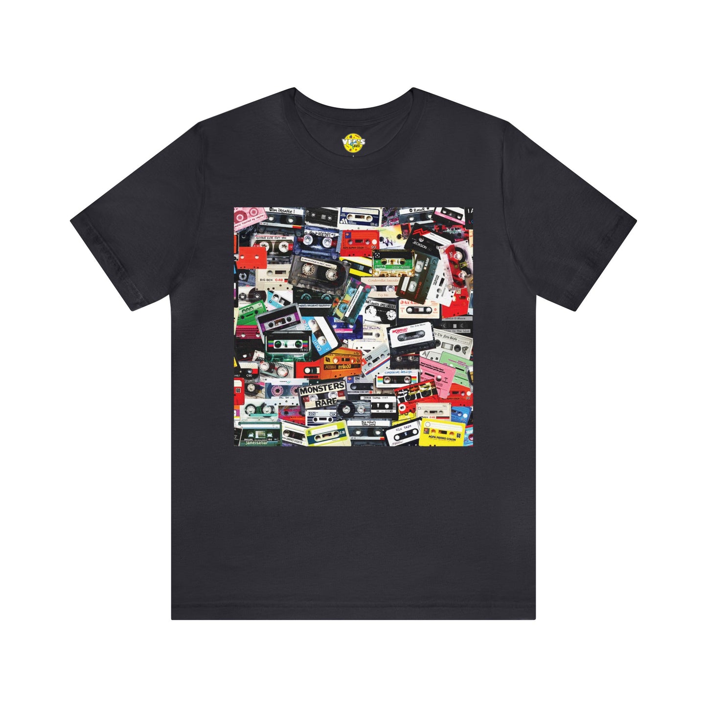 Retro 80s Mixtape Collage Short Sleeve T-Shirt - Vintage Music Lover Tee, Nostalgic Graphic Shirt