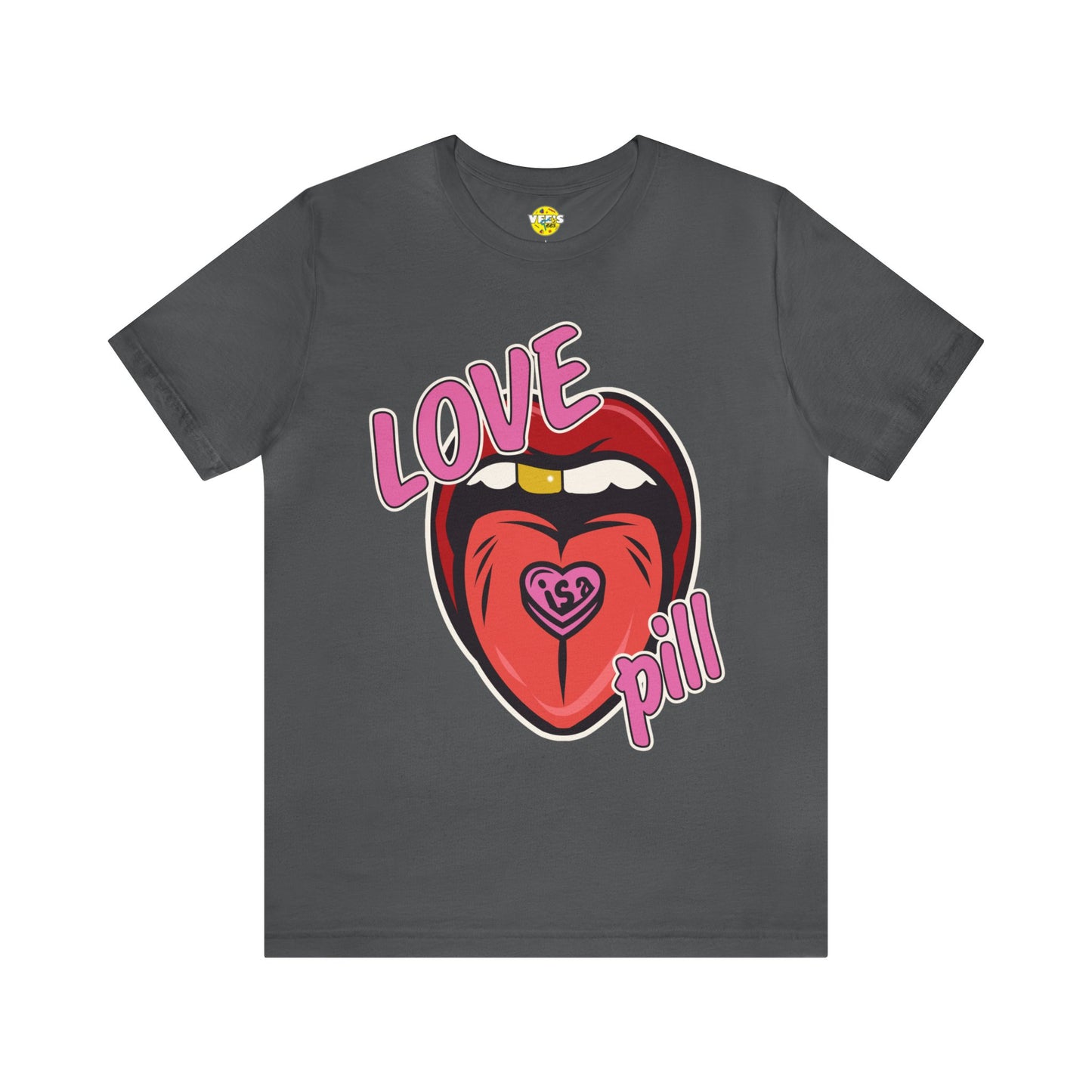 Love is a Pill Anti Valentines Shirt - Pop Art Valentines Day Shirt - Graphic Illustration Valentines tshirt - Tongue Graphic tshirt