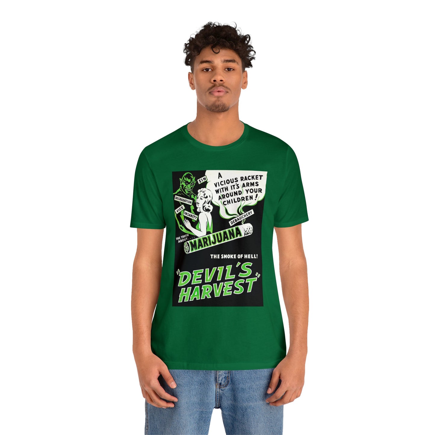 Vintage Reefer Madness 'Devil's Harvest' Movie Poster Short Sleeve T-Shirt - Retro Cult Classic Tee