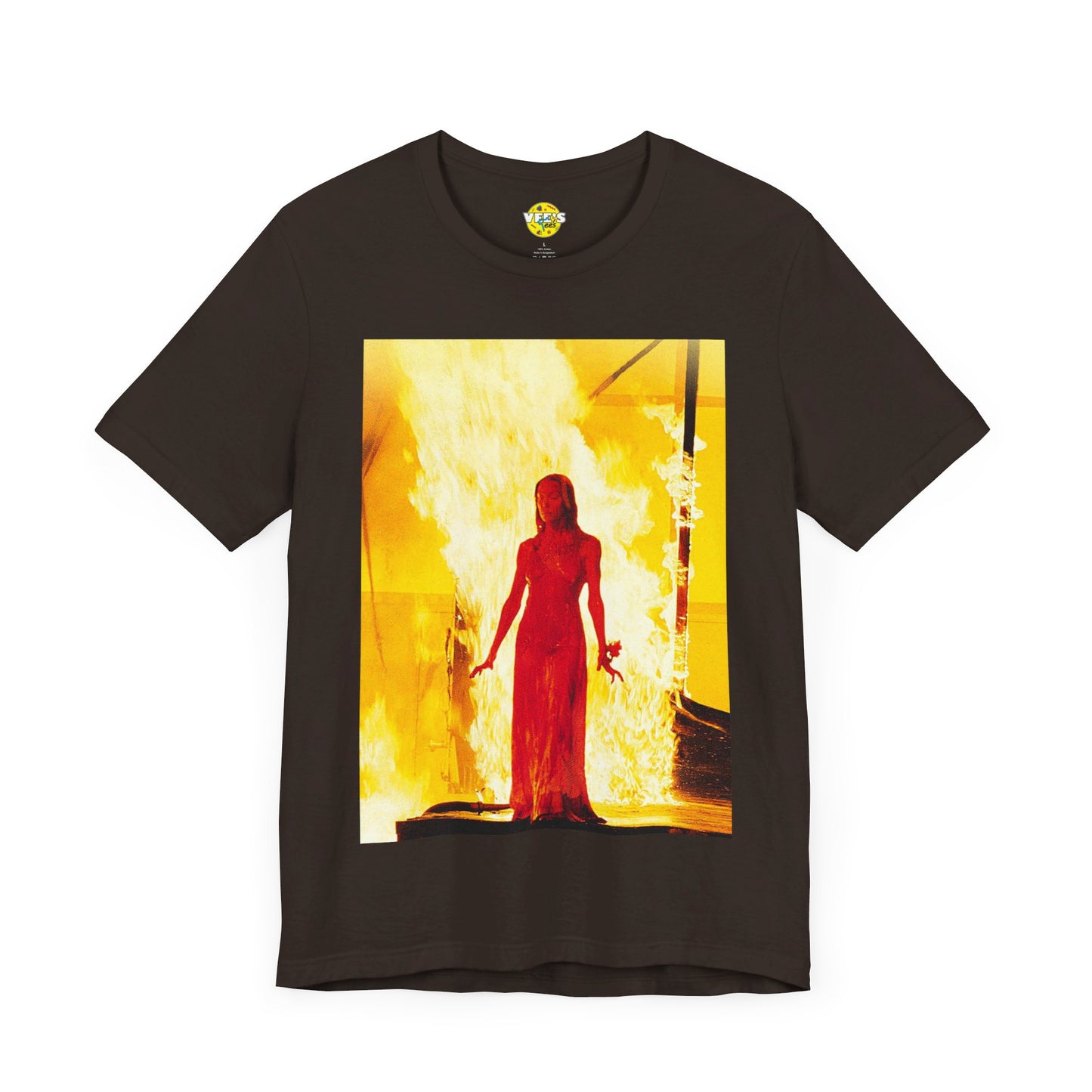 Halloween Carrie on the Burning Stage Short Sleeve T-Shirt - Iconic Horror Movie Tee, Carrie Prom Night Inferno Shirt