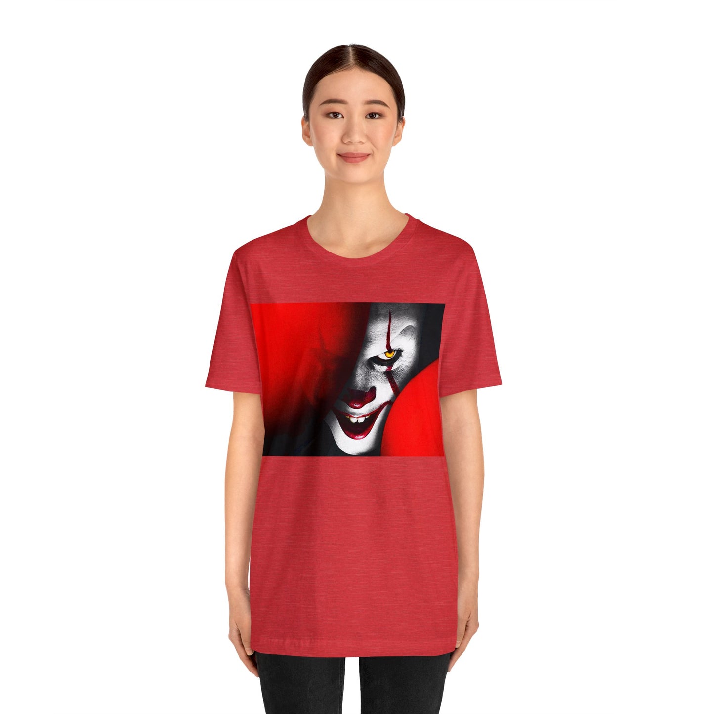 Halloween Pennywise Red Balloons Short Sleeve T-Shirt - IT Clown Tee - Horror Movie Shirt - Stephen King's IT Fan Gift