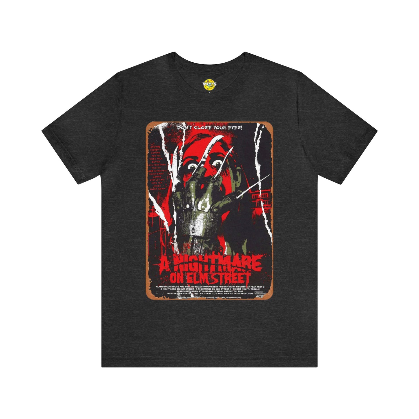 Halloween, A Nightmare on Elm Street Vintage Movie Poster Short Sleeve T-Shirt - Classic Horror Tee, 80s Film Graphic Shirt