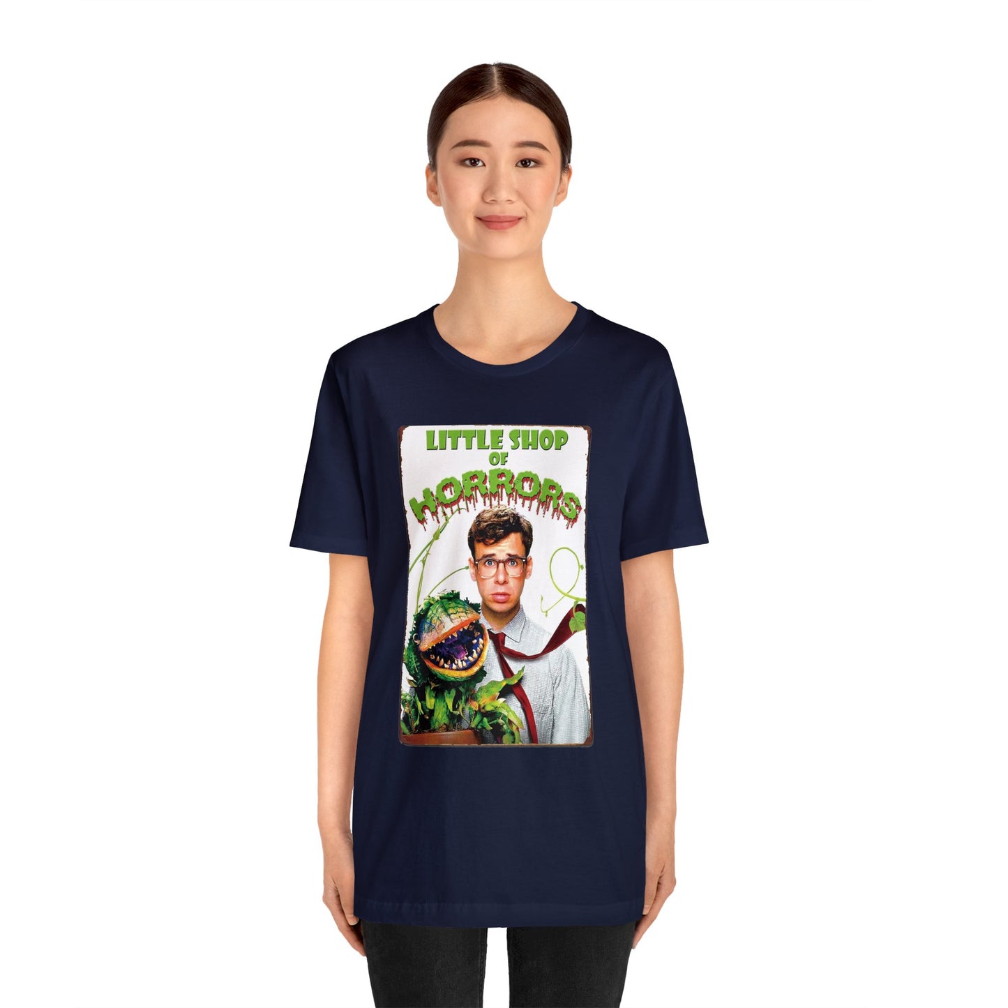 Halloween Little Shop of Horrors Movie Poster Short Sleeve T-Shirt - Classic Musical Comedy Tee - Audrey II Plant Shirt