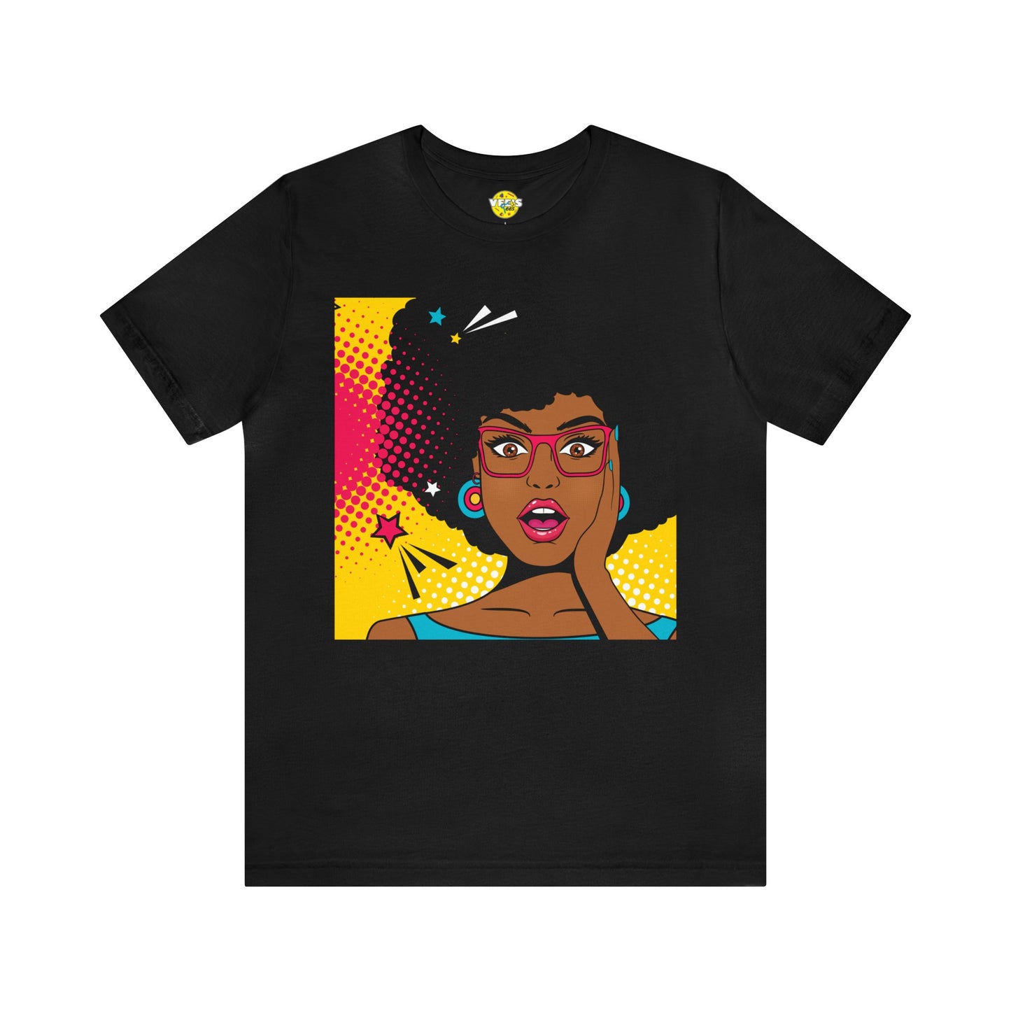 Surprised Melanated Queen Pop Art Short Sleeve T-Shirt - Empowering Graphic Tee, Diverse Art Fashion