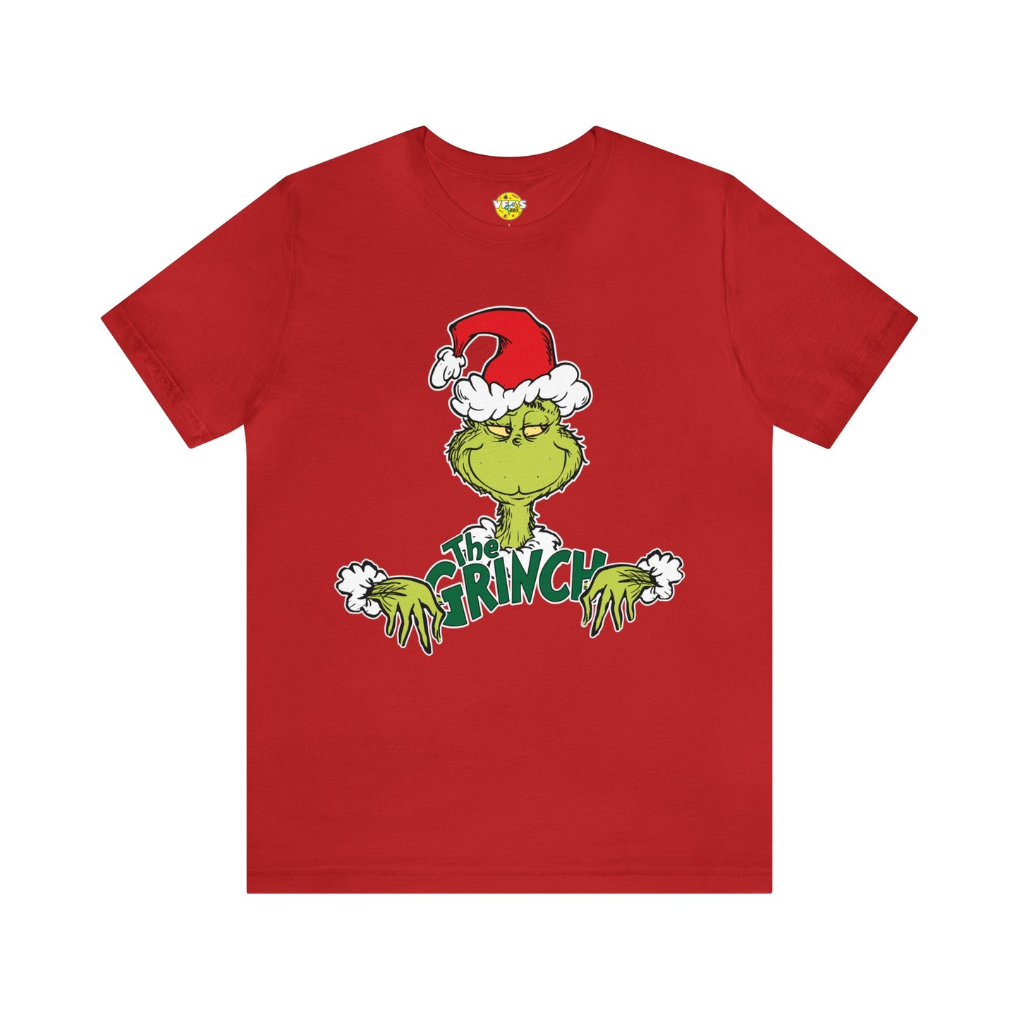 Festive Grinch Face Short Sleeve T-Shirt for a Whoville-Worthy Holiday Season