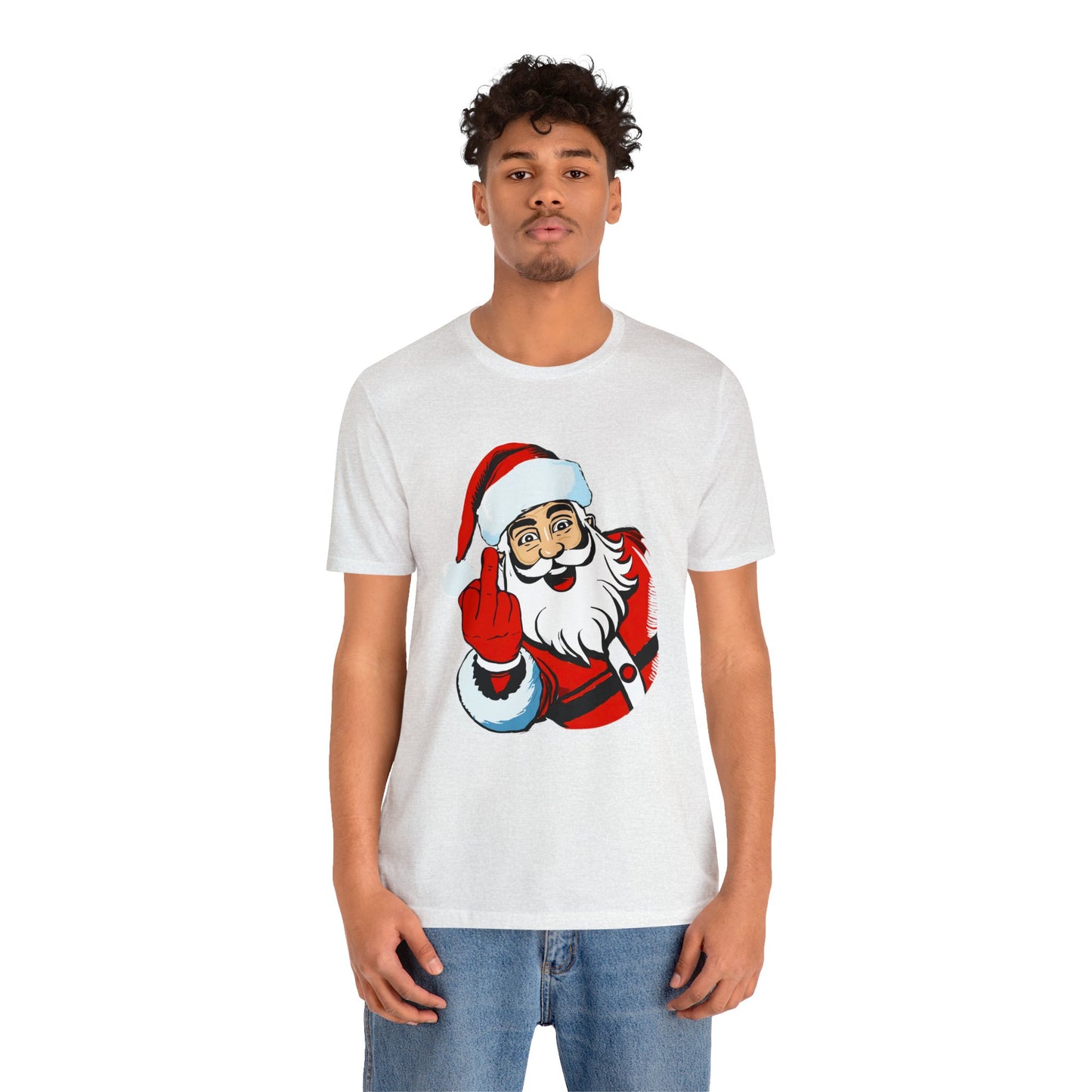 Naughty Santa Tshirt - Naughty Santa Christmas Tshirt - Santa Claus Middle Finger - Santa Middle Finger Tshirt