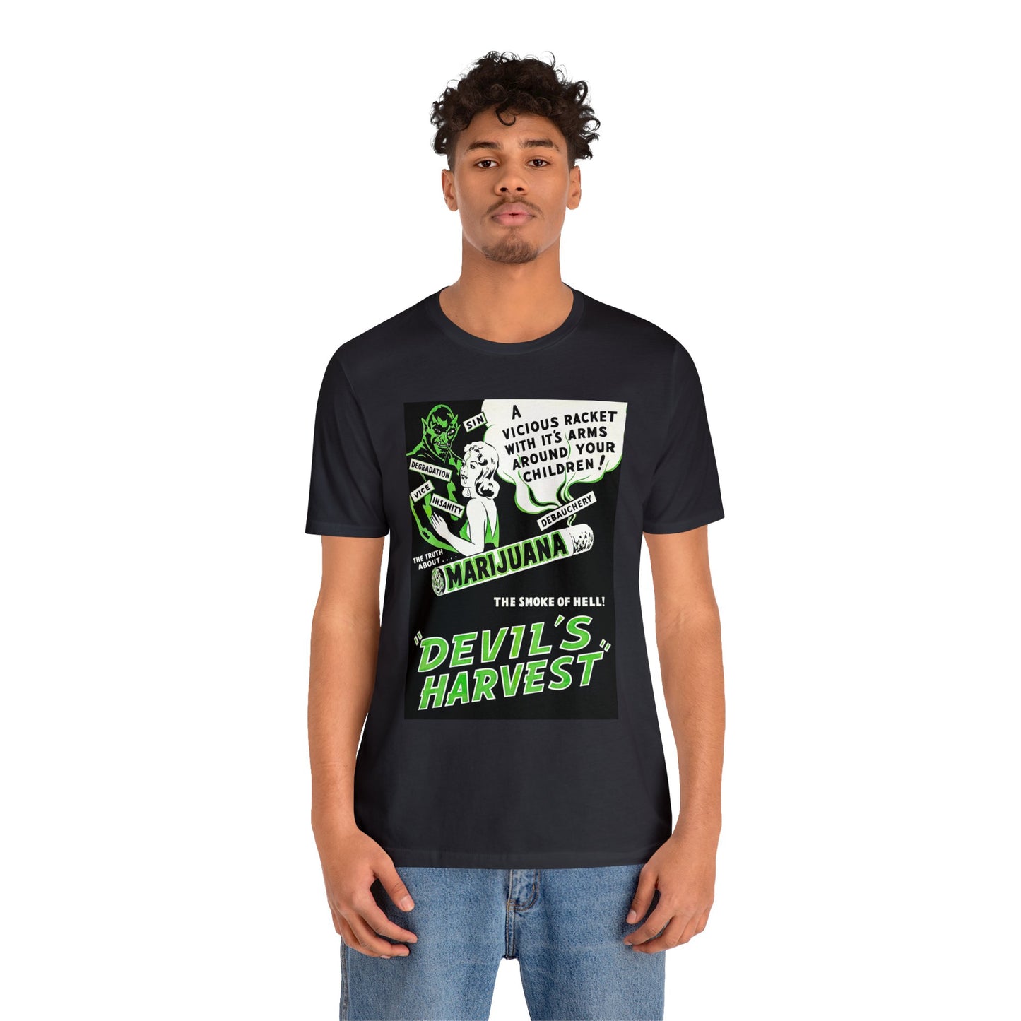 Vintage Reefer Madness 'Devil's Harvest' Movie Poster Short Sleeve T-Shirt - Retro Cult Classic Tee