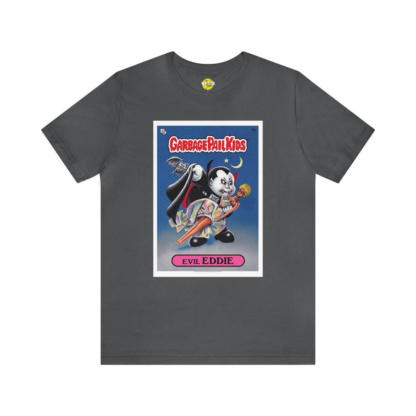 Halloween Garbage Pail Kids Evil Eddie Short Sleeve T-Shirt - Retro Sticker Art Tee, Vintage 80s Graphic Shirt