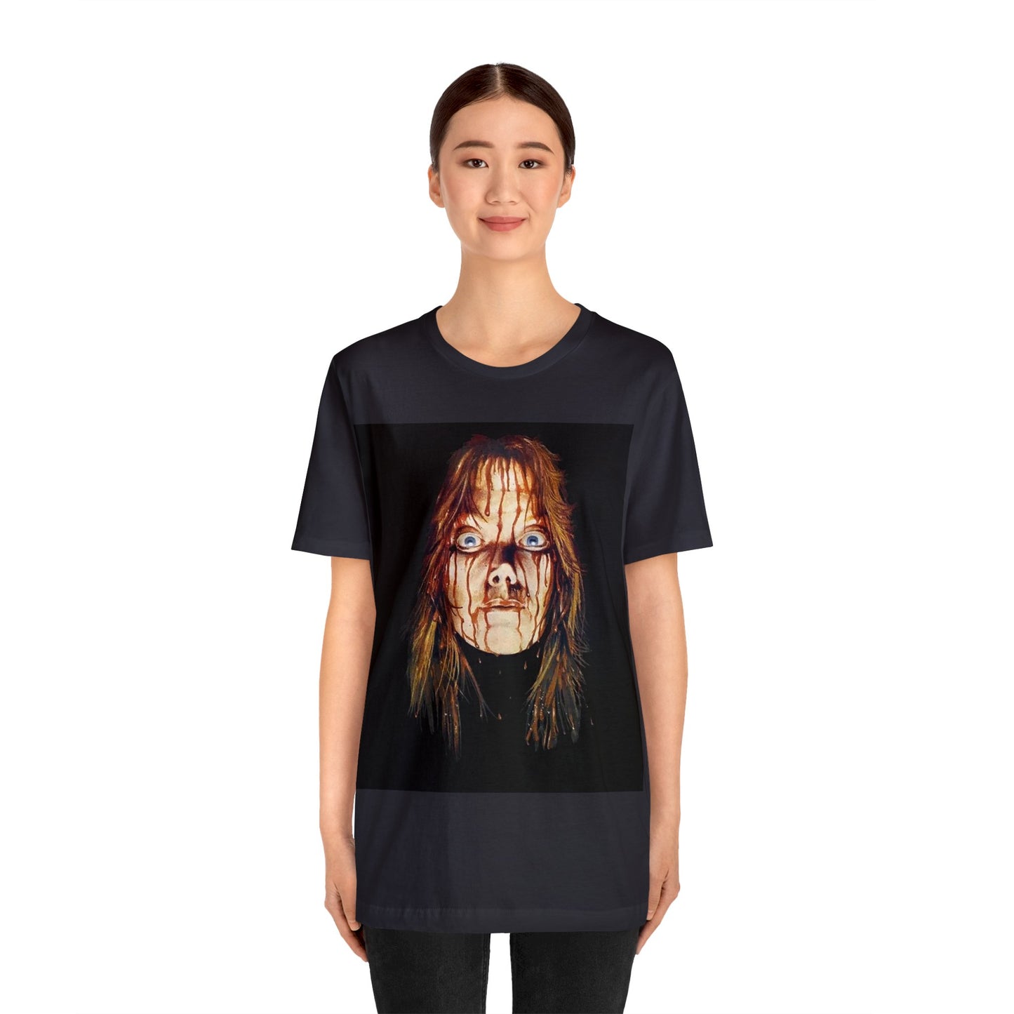 Halloween Carrie White's Bloody Face Stephen King Short Sleeve T-Shirt - Horror Icon Tee, Classic Movie Graphic Shirt