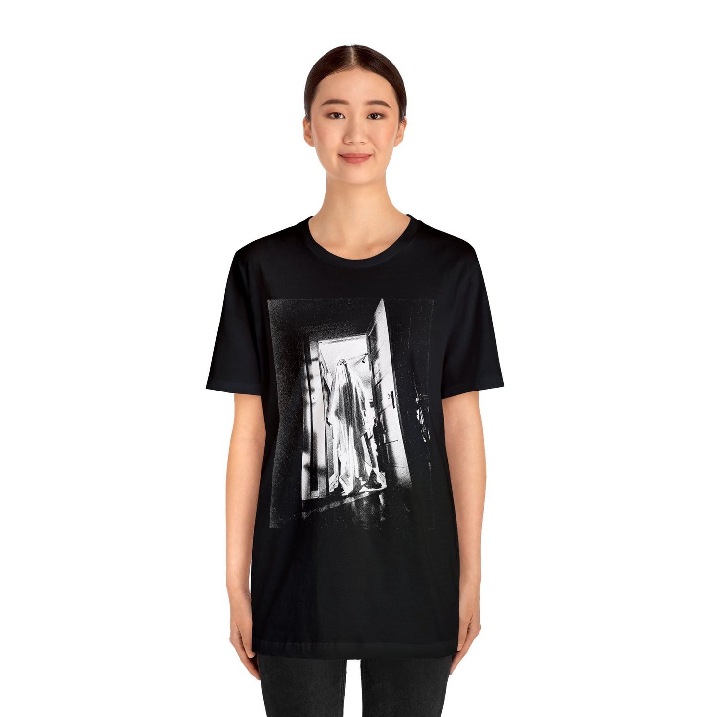 Halloween Ghost Michael Myers Short Sleeve T-Shirt - Horror Movie Tee - Spooky Michael Myers Doorway Art - Halloween Shirt