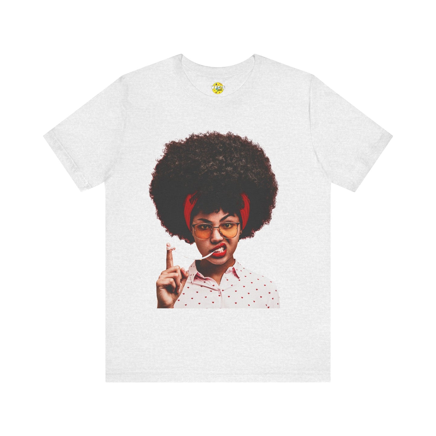 Afro Girl TShirt - Cute Black Woman with Curly Afro Playfully Enjoying Her Gum