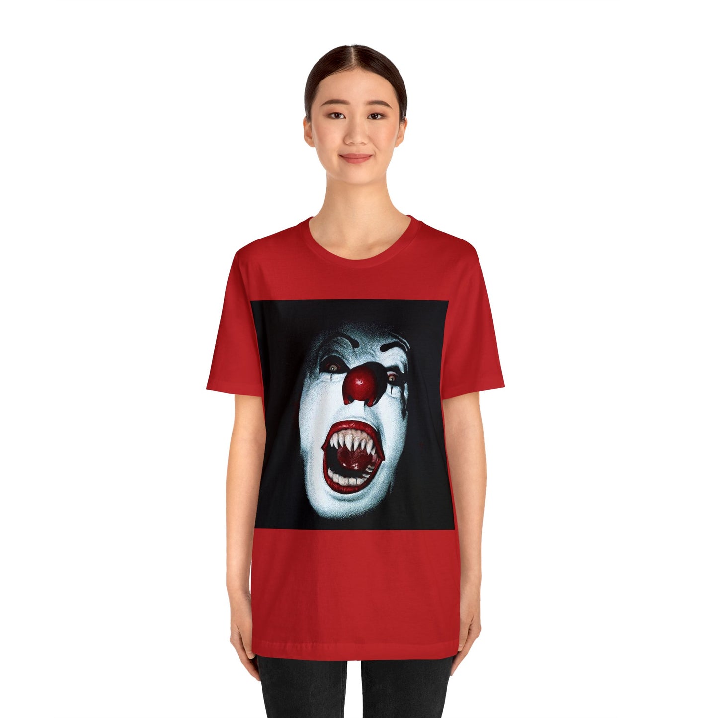 Halloween Pennywise Evil Face Short Sleeve T-Shirt - Classic Horror Clown Tee - Stephen King's IT Shirt