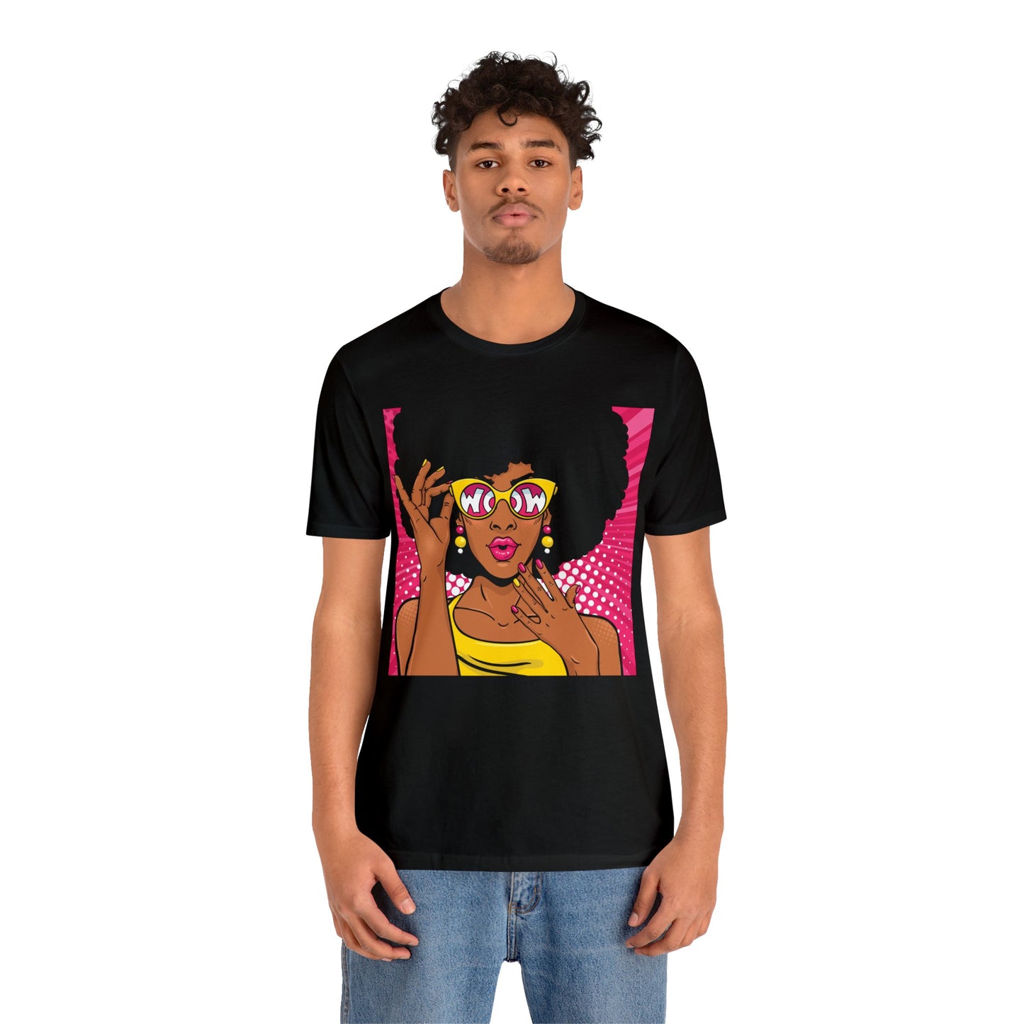 Pop Art Melanated Queen with Sunglasses Short Sleeve T-Shirt - Empowering Graphic Tee, Diverse Art Fashion