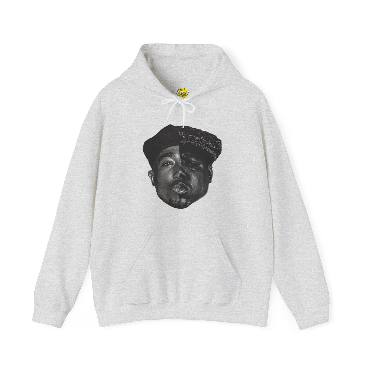 Tupac and Notorious BIG Half Faces Hoodie, 90s Style Iconic Classic Hip Hop Sweatshirt, Vintage Music Legends Tribute Hooded Sweatshirt