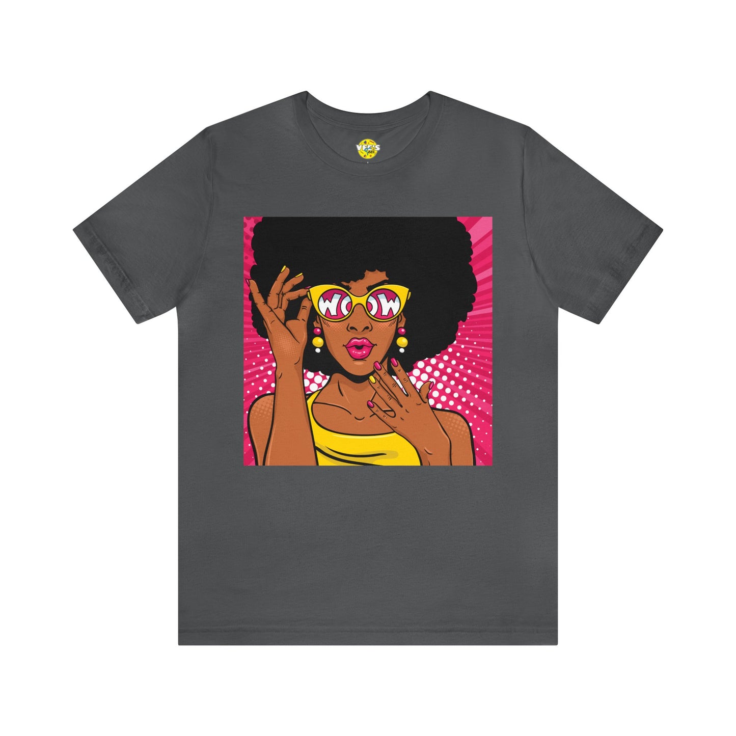 Pop Art Melanated Queen with Sunglasses Short Sleeve T-Shirt - Empowering Graphic Tee, Diverse Art Fashion