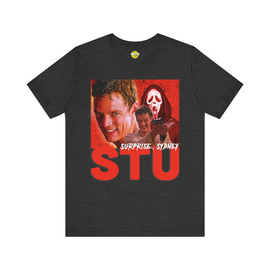 Halloween Stu Macher Scream Movie Graphic Short Sleeve T-Shirt - Retro Horror Film Tee, Iconic Villain Character Shirt