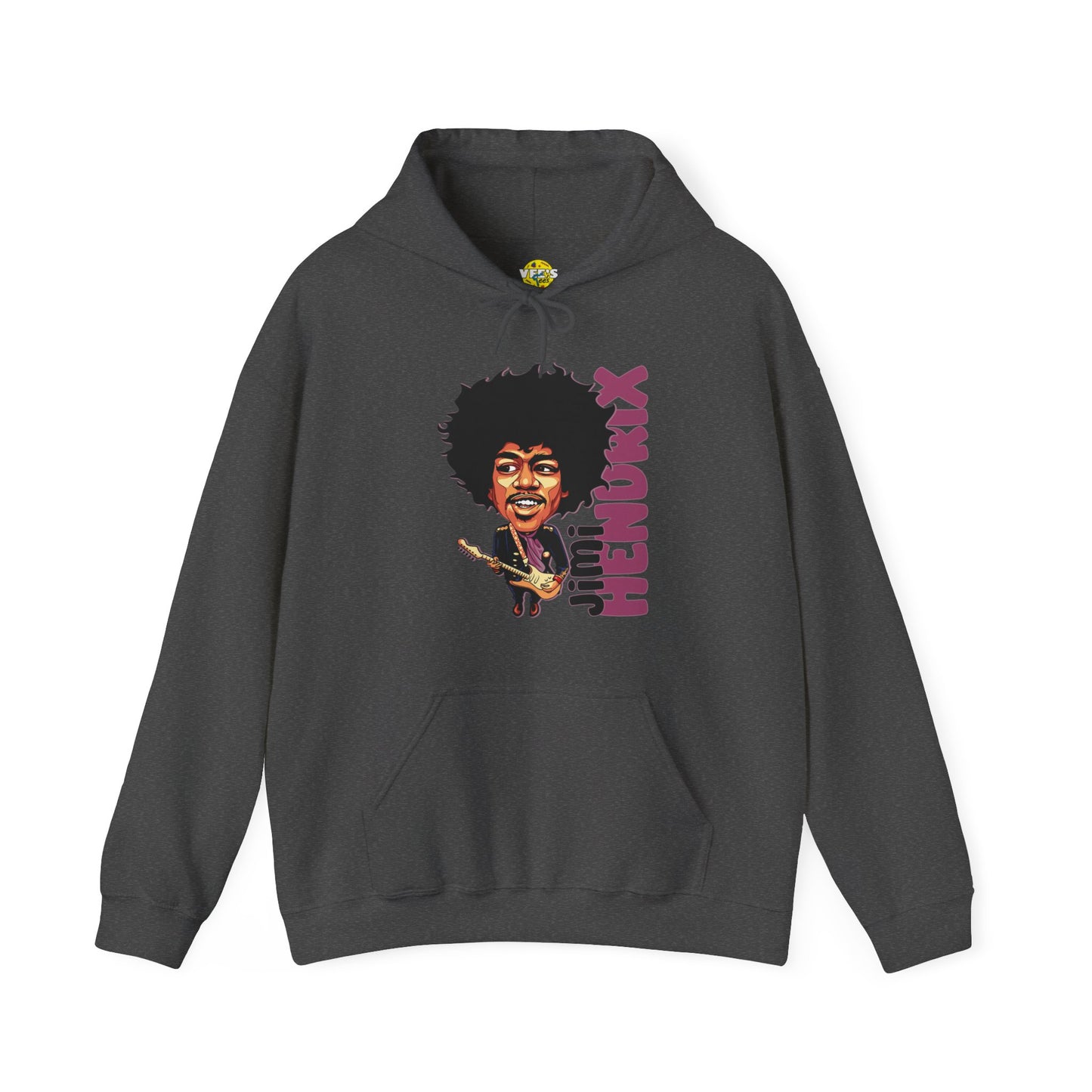 Jimi Hendrix Cartoon Portrait Hoodie, Black History Icon Sweatshirt, Vintage Music Legend Hooded Sweatshirt