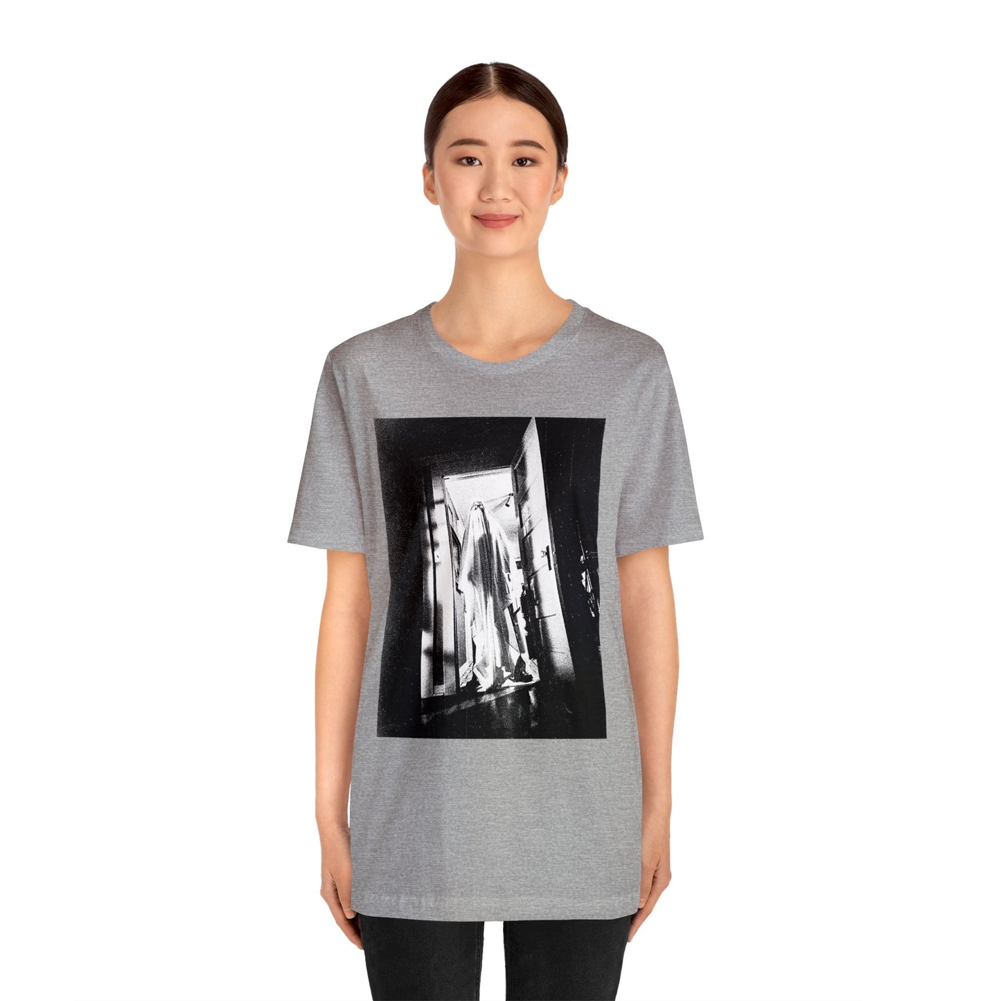 Halloween Ghost Michael Myers Short Sleeve T-Shirt - Horror Movie Tee - Spooky Michael Myers Doorway Art - Halloween Shirt