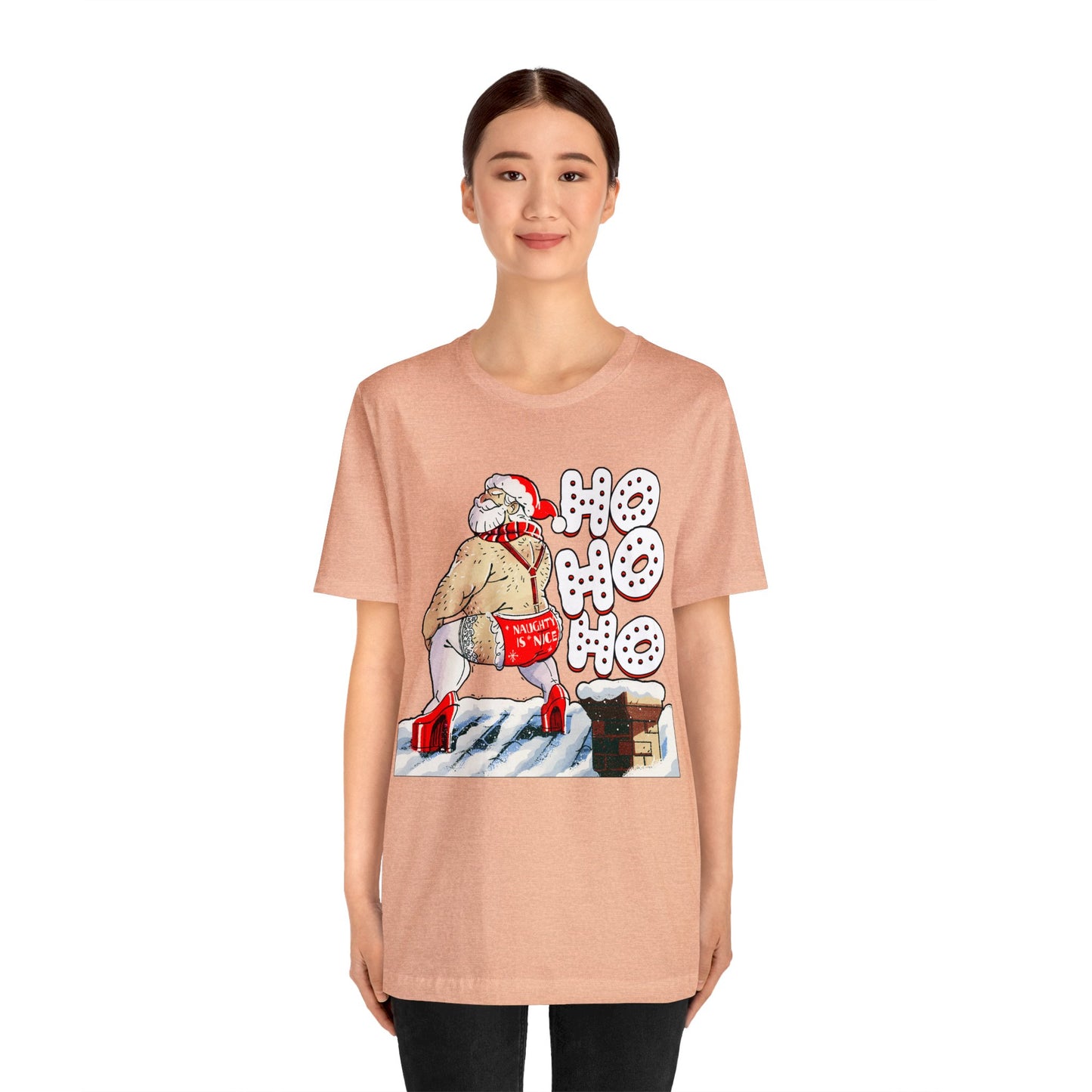 Naughty Santa Christmas tee - Naughty Santa Claus shirt - Ho Ho Ho Naughty Santa tshirt - Santa Claus Heels tshirt