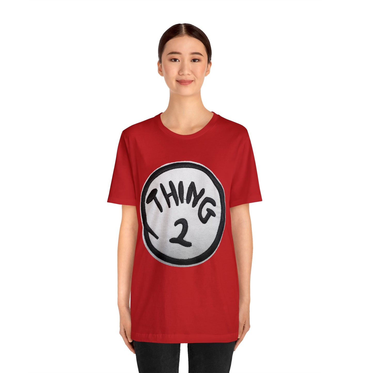 Thing 2 Playful Circle Graphic Vibes Tee - Cat in the Hat Seuss Fan Fashion TShirt - Valentines Day Childrens Book Companion Shirt