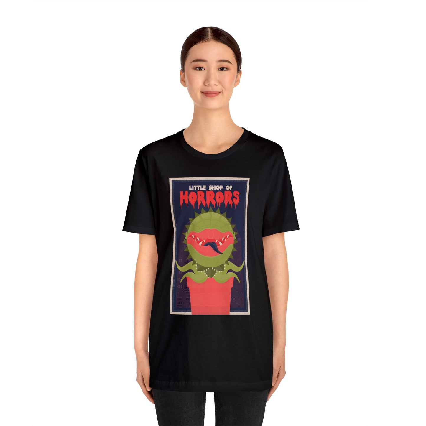 Halloween Audrey II Little Shop of Horrors Short Sleeve T-Shirt - Retro Horror Movie Graphic Tee, Vintage Plant Monster Shirt