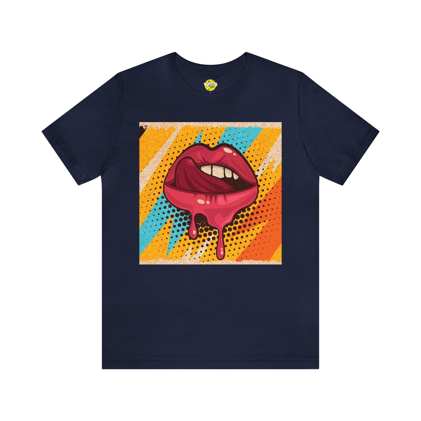 Retro Pop Art Licking Tongue Short Sleeve T-Shirt - Playful Graphic Tee, Vintage Style Fashion Shirt