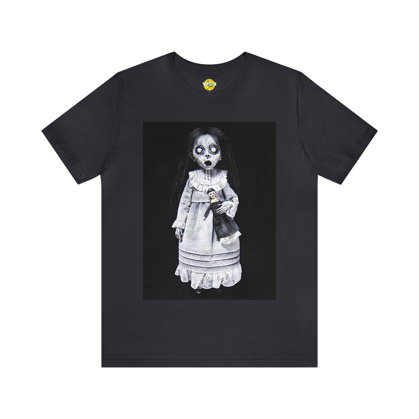 Halloween Creepy Porcelain Baby Doll Short Sleeve T-Shirt - Vintage Horror Doll Tee - Haunting Gothic Shirt - Spooky Creepy Doll Art Print