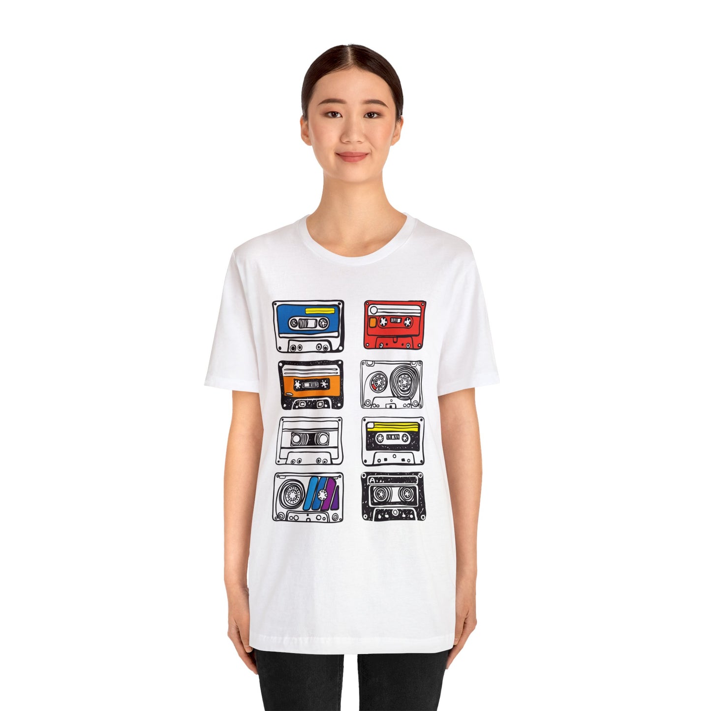 Retro Cassette Tapes Short Sleeve T-Shirt - Vintage Music Lover Tee, 80s Nostalgia Graphic Shirt