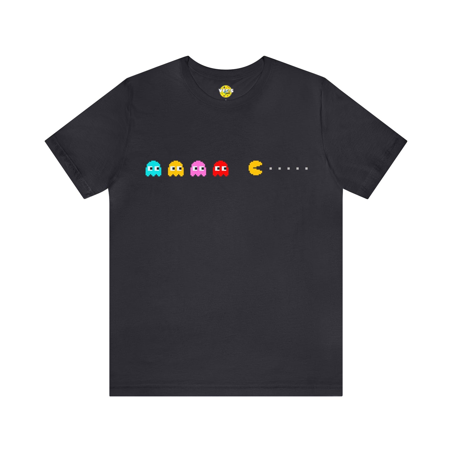 Pac-Man Ghosts Pixel Art T-Shirt - Retro Gamer Tee with Chasing Ghosts