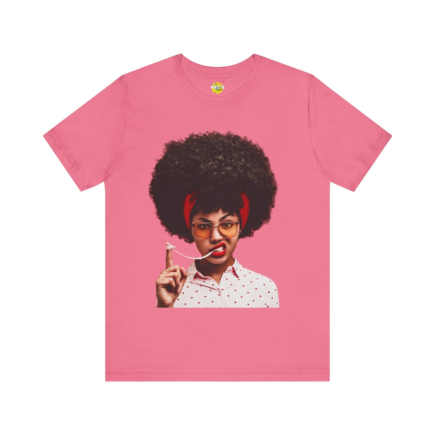 Afro Girl TShirt - Cute Black Woman with Curly Afro Playfully Enjoying Her Gum