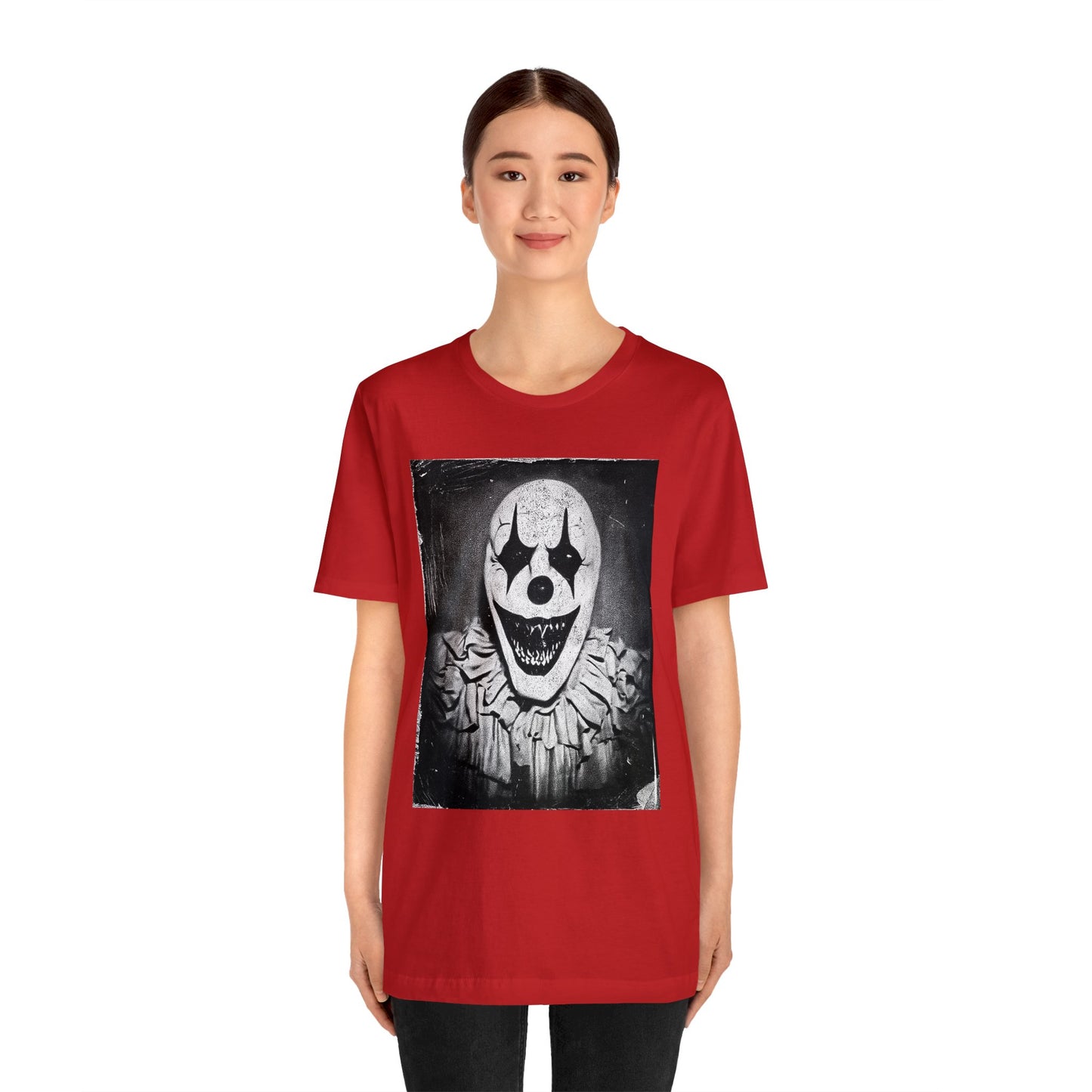 Halloween Vintage Creepy Clown Short Sleeve T-Shirt - Retro Circus Clown Photo Tee - Horror Carnival Shirt - Scary Circus Theme Shirt