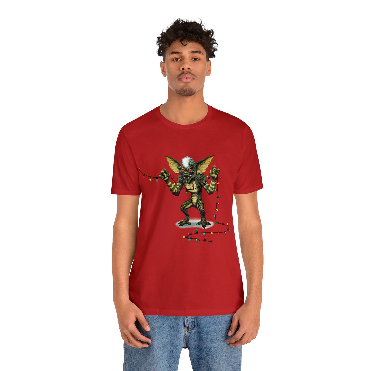 Stripe Festive Holiday - Gremlin Christmas Lights - Festive Stripe holding Christmas Lights - Gremlin Holiday Lights tshirt