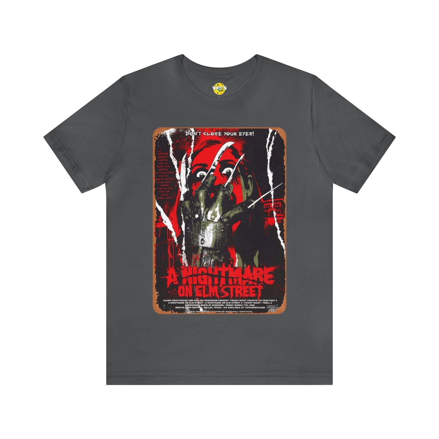 Halloween, A Nightmare on Elm Street Vintage Movie Poster Short Sleeve T-Shirt - Classic Horror Tee, 80s Film Graphic Shirt