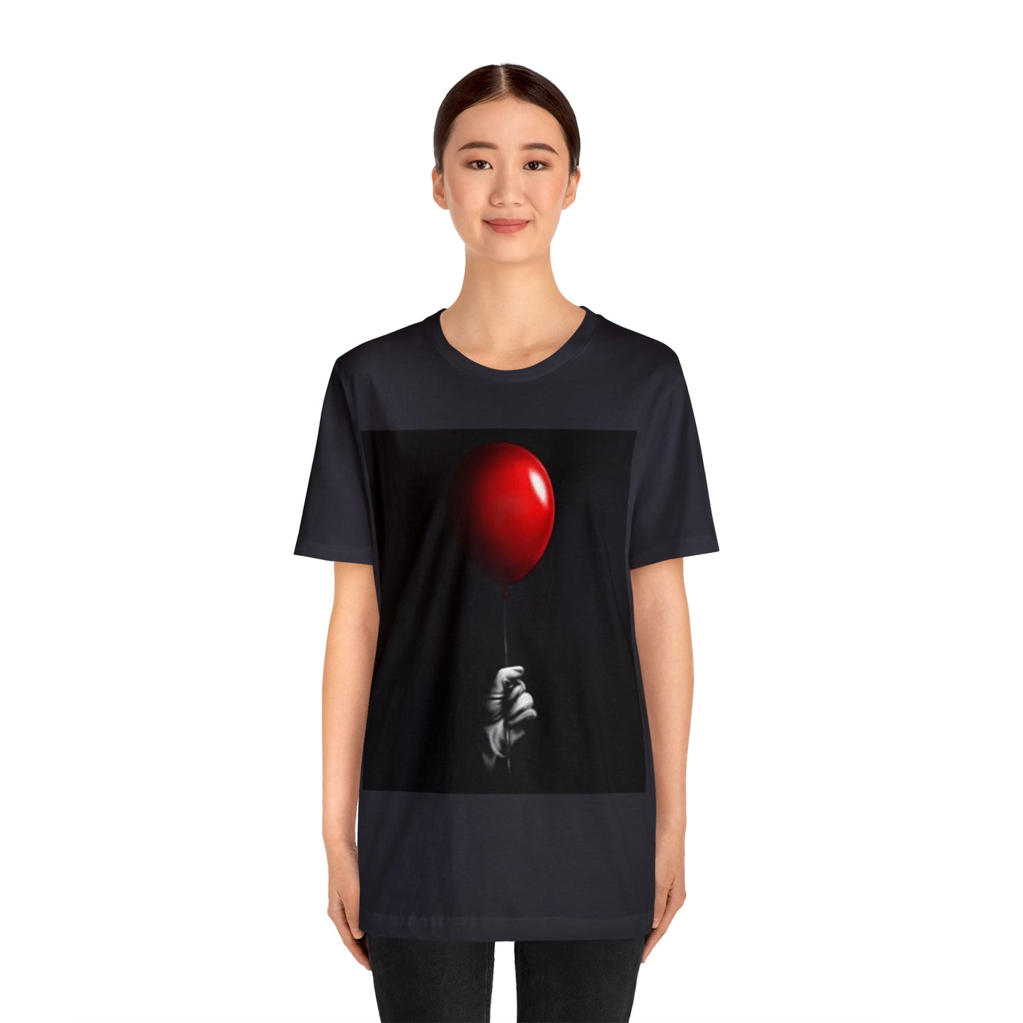 Halloween Pennywise Red Balloon Short Sleeve T-Shirt - IT Movie Inspired Tee, Horror Fan Graphic Shirt