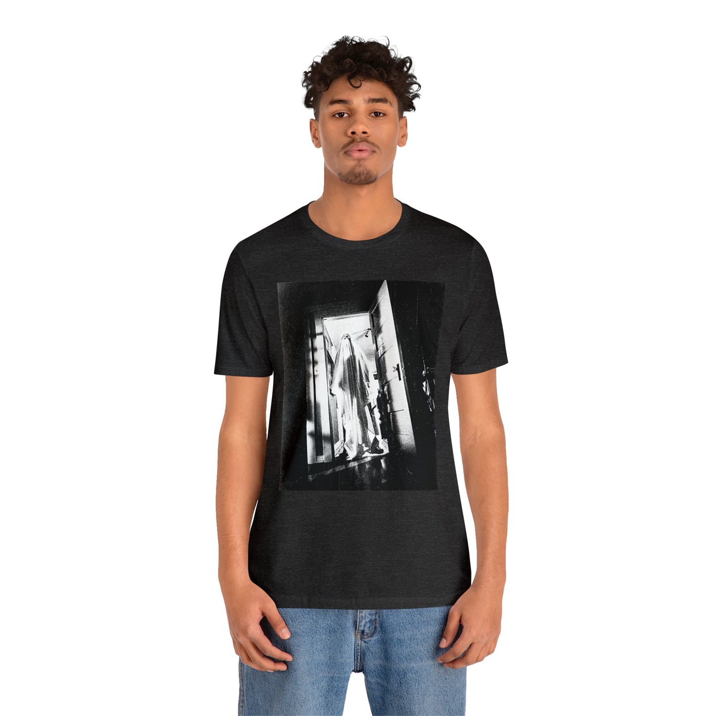 Halloween Ghost Michael Myers Short Sleeve T-Shirt - Horror Movie Tee - Spooky Michael Myers Doorway Art - Halloween Shirt