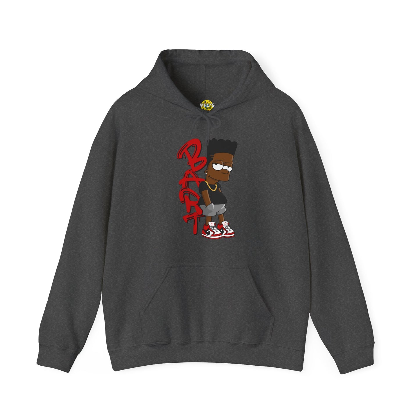 Black Bart Simpson Hoodie - Red, Urban Streetwear, Vintage Cartoon Sweatshirt, Hip Hop Inspired, 90s Nostalgia