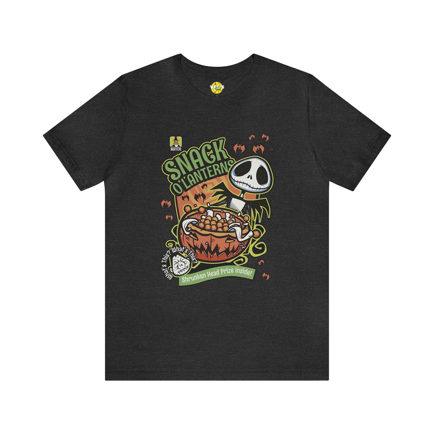 Halloween Jack Skellington's Snack O'Lanterns Cereal Short Sleeve T-Shirt - Spooky Halloween Tee, Nightmare Before Christmas Graphic Shirt