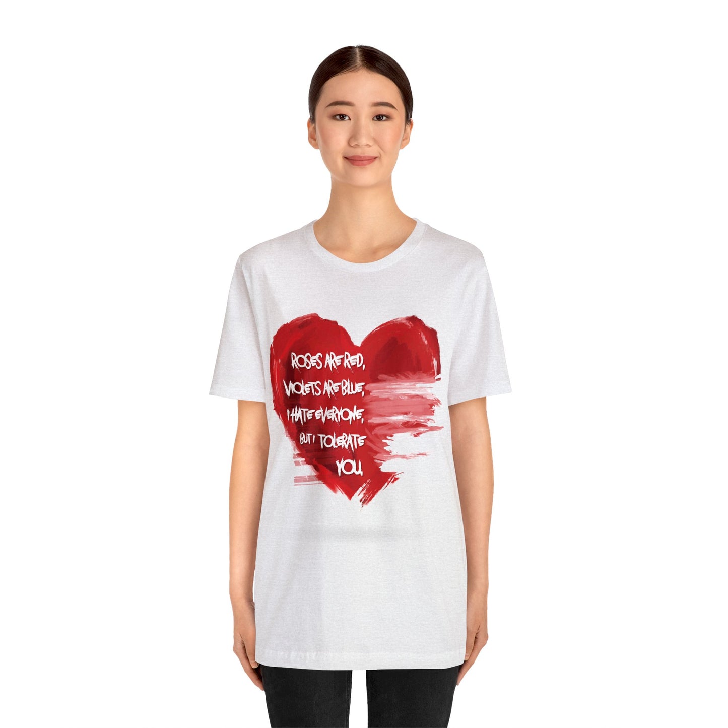 Grunge Heart Poetry Tee - Rebellious Anti-Valentines Day Tshirt - Edgy Unique Graphic Heart Illustration Shirt