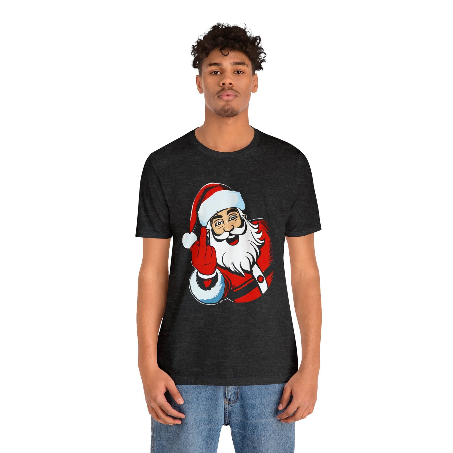 Naughty Santa Tshirt - Naughty Santa Christmas Tshirt - Santa Claus Middle Finger - Santa Middle Finger Tshirt