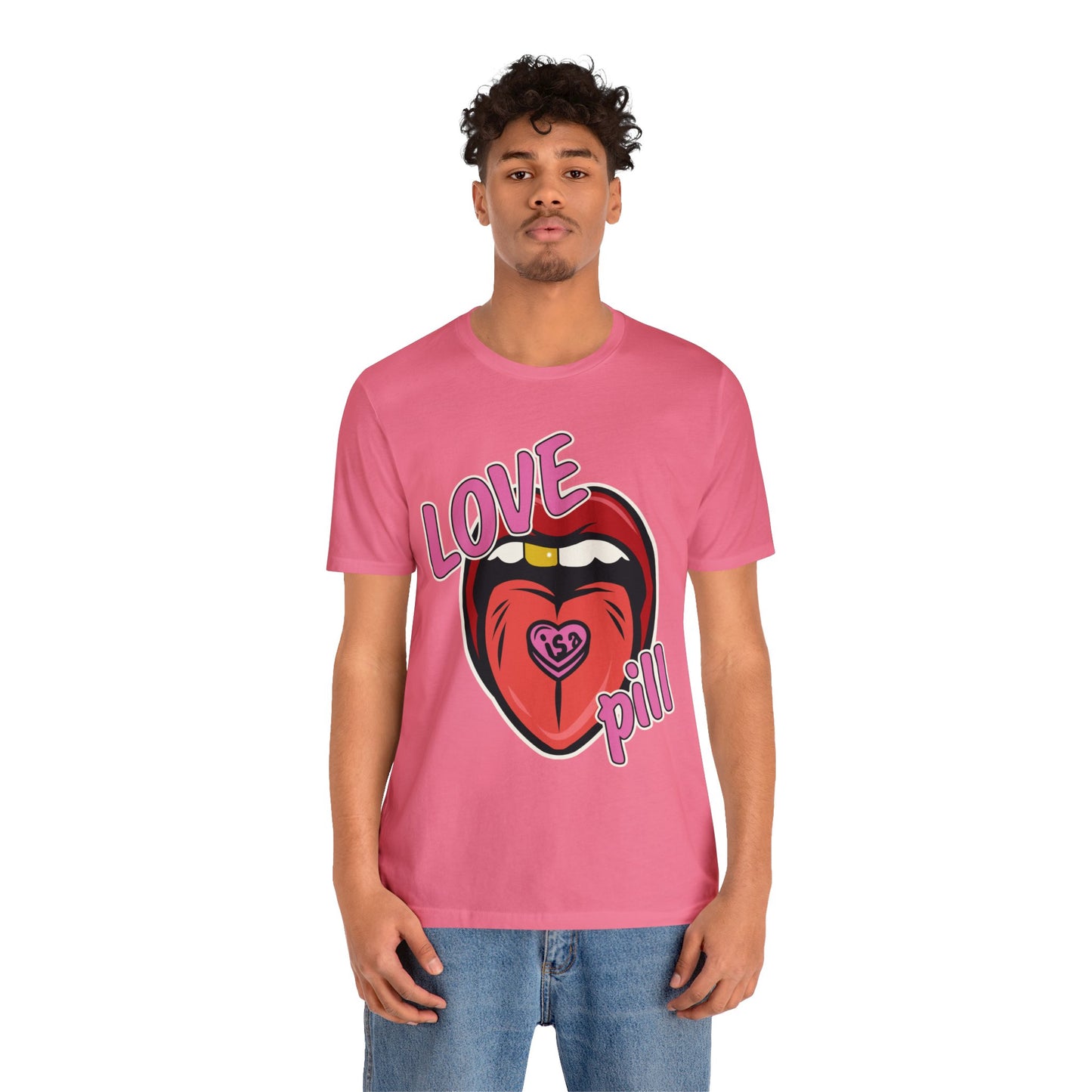 Love is a Pill Anti Valentines Shirt - Pop Art Valentines Day Shirt - Graphic Illustration Valentines tshirt - Tongue Graphic tshirt