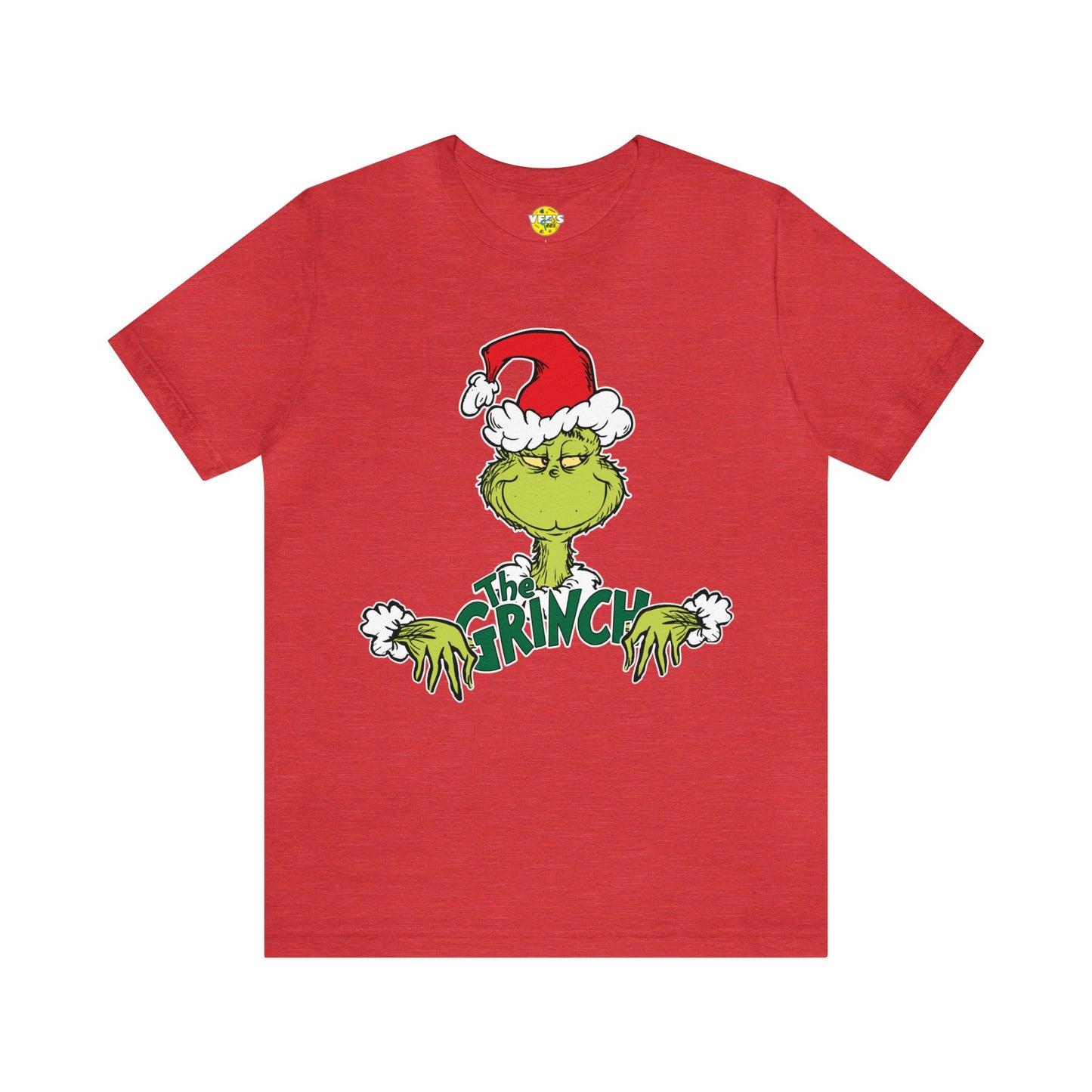 Festive Grinch Face Short Sleeve T-Shirt for a Whoville-Worthy Holiday Season