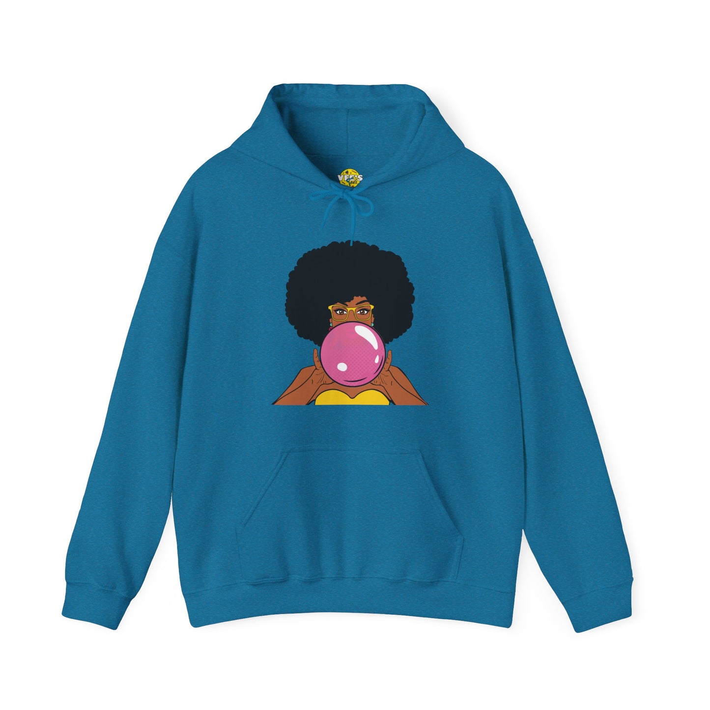 Afro Bubble Pop Art Hoodie, Unique Natural Hair Black Girl Magic Sweatshirt, Joyful African American Woman Playful Illustration Shirt