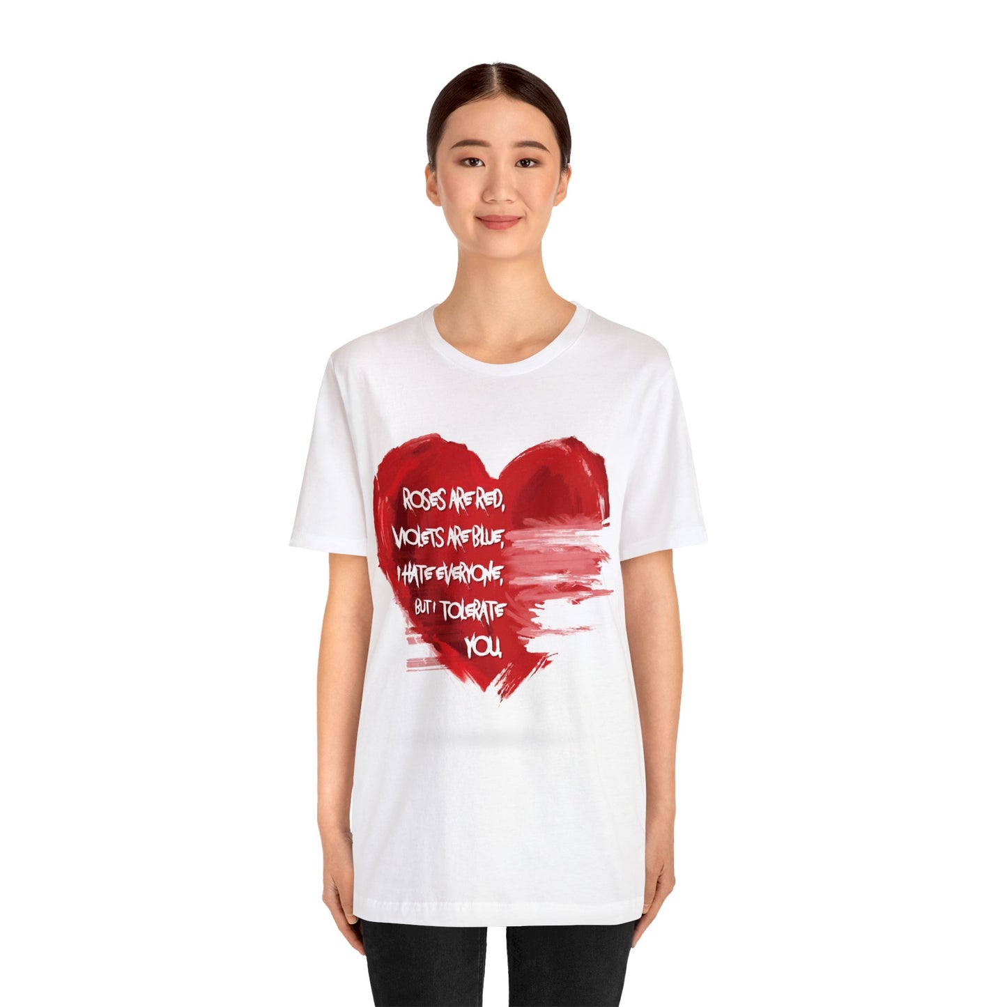 Grunge Heart Poetry Tee - Rebellious Anti-Valentines Day Tshirt - Edgy Unique Graphic Heart Illustration Shirt