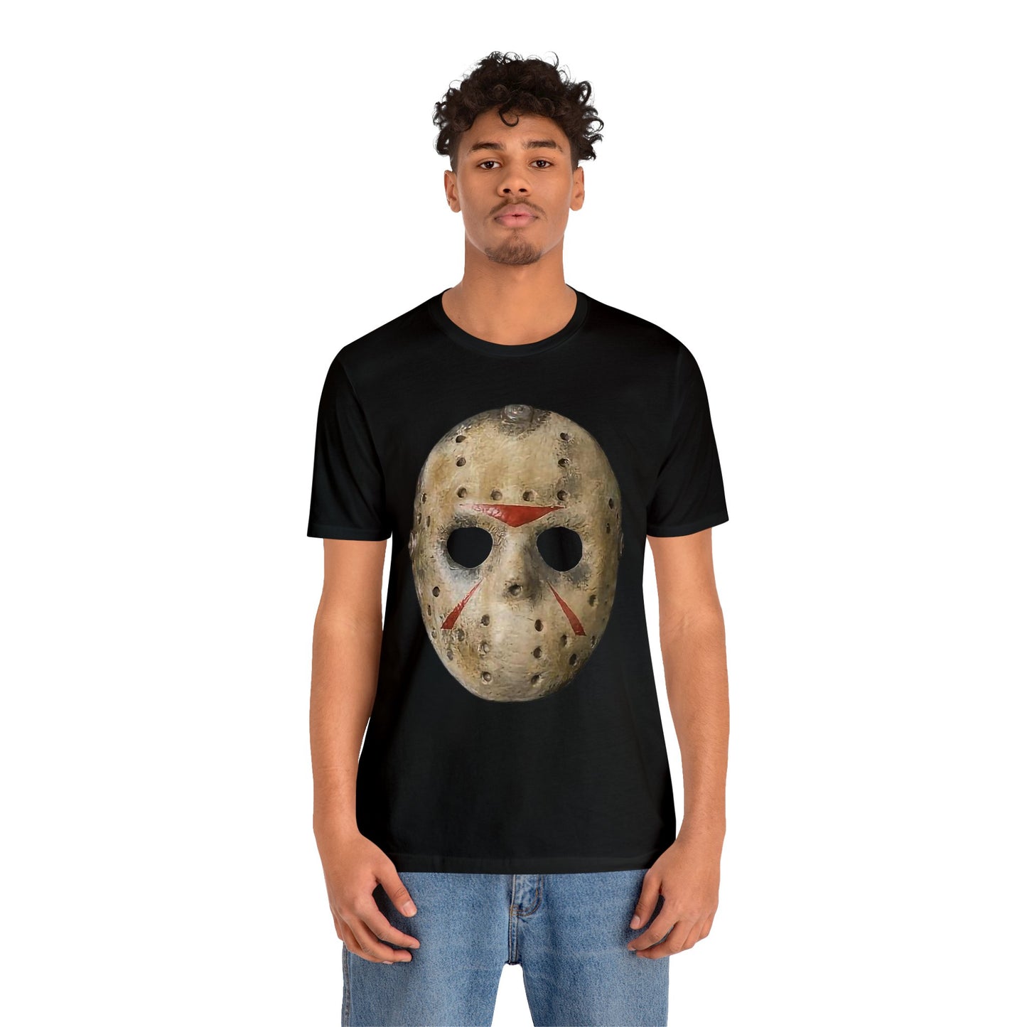 Halloween Jason's Mask Short Sleeve T-Shirt - Horror Movie Icon Tee, Friday the 13th Graphic Shirt