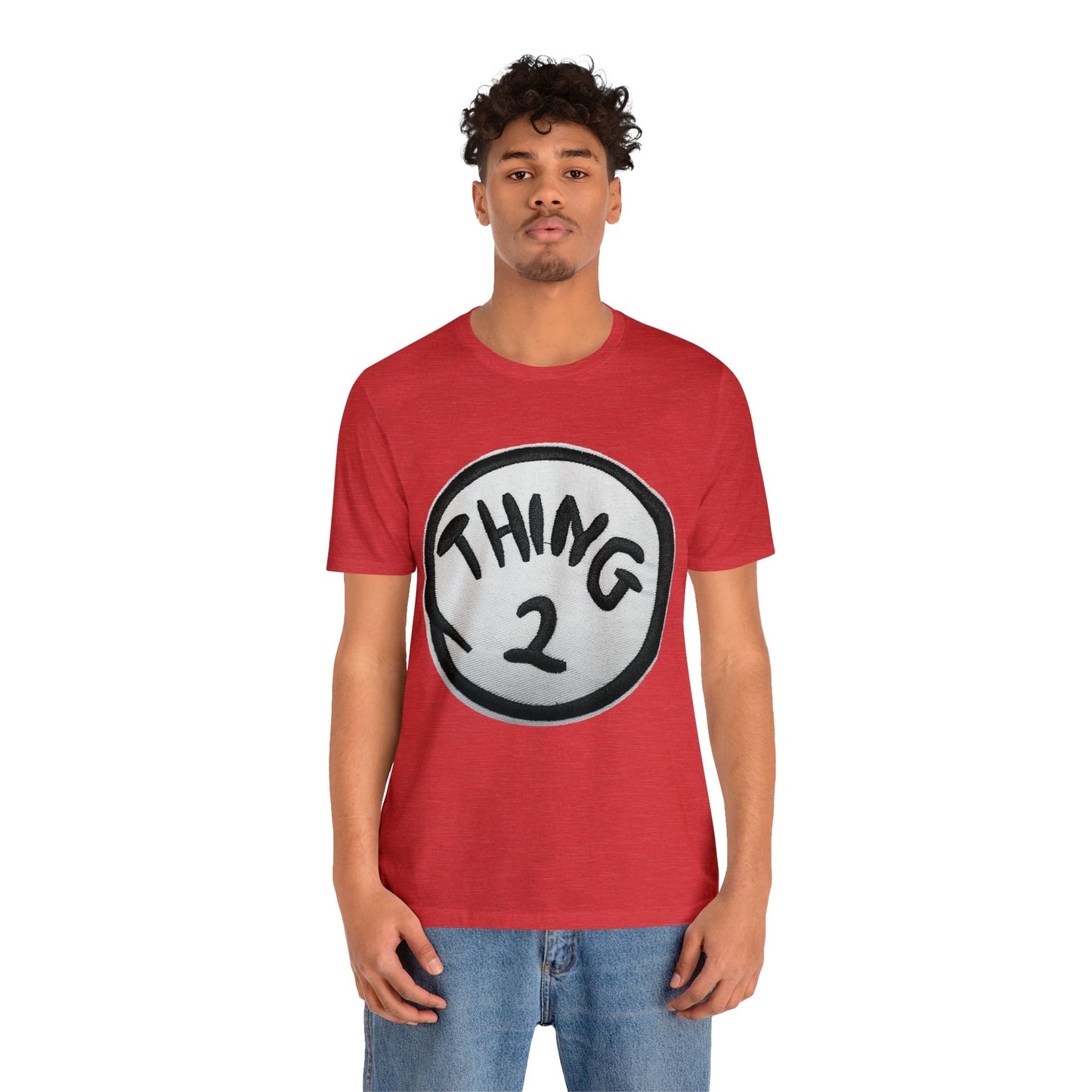 Thing 2 Playful Circle Graphic Vibes Tee - Cat in the Hat Seuss Fan Fashion TShirt - Valentines Day Childrens Book Companion Shirt